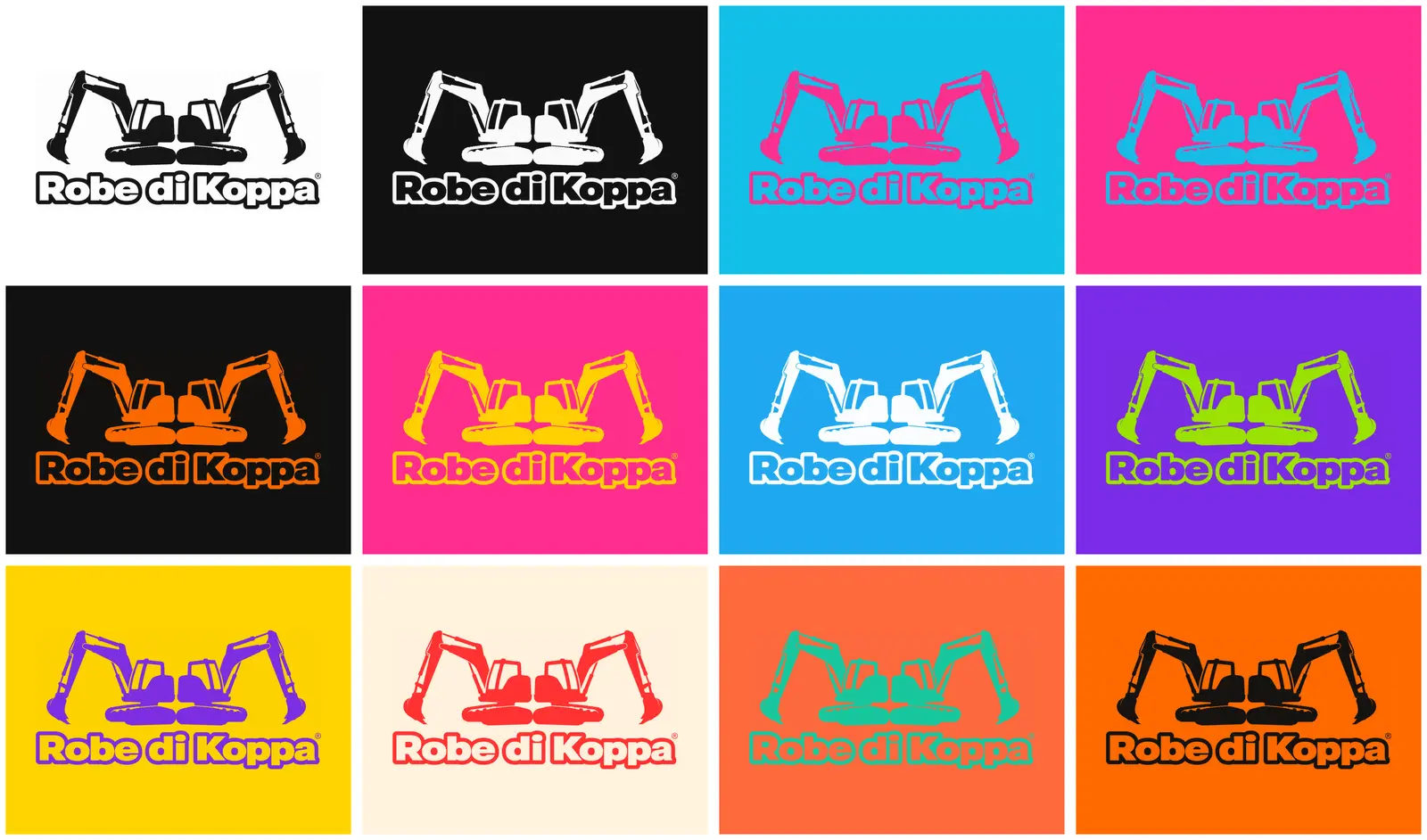 Robe di Koppa pop-art kolaž u dvanaest boja, Warhol stil